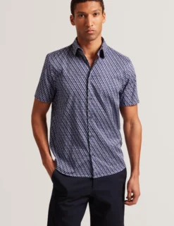Geometric Print Pure Cotton Short Sleeve Shirt