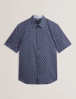 Geometric Print Pure Cotton Short Sleeve Shirt