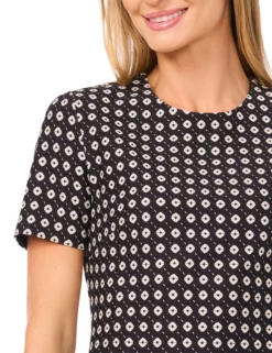 Geometric Short Sleeve Knit Top