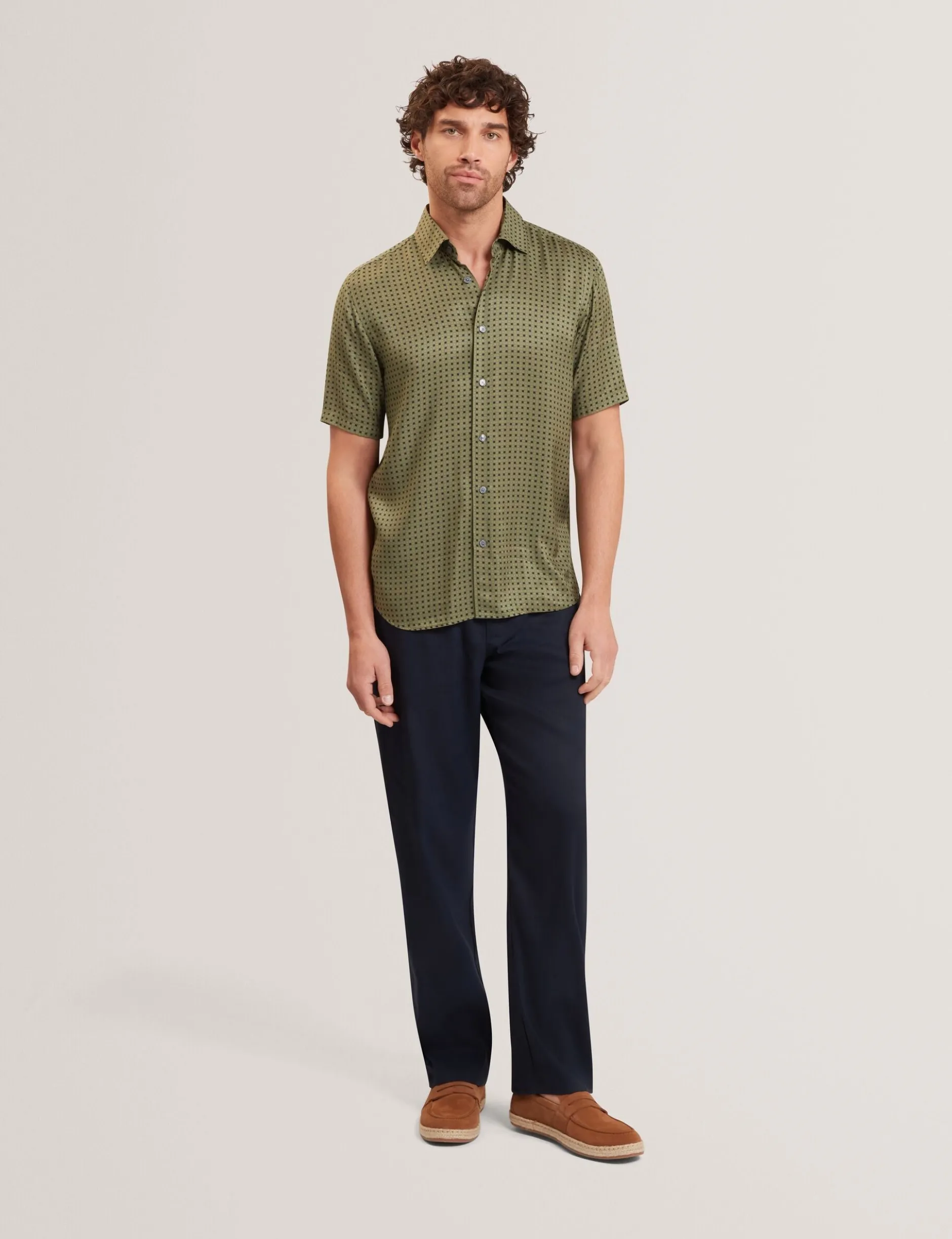 Geometric Tile Print Short Sleeve Shirt