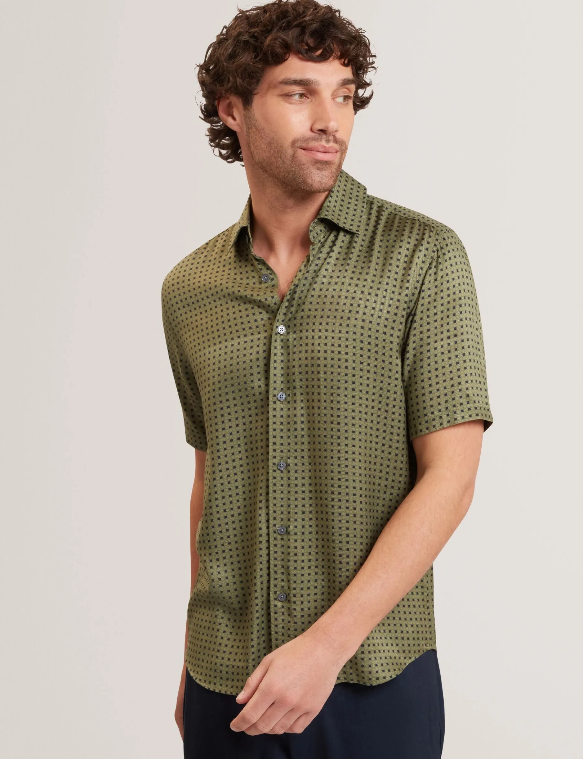 Geometric Tile Print Short Sleeve Shirt