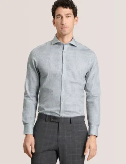 Geo Print Stretch Cotton Slim Fit Shirt