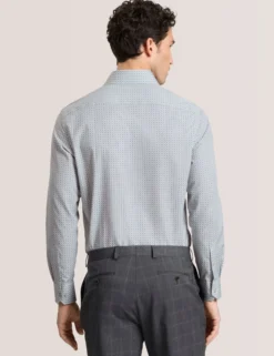 Geo Print Stretch Cotton Slim Fit Shirt