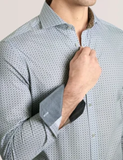 Geo Print Stretch Cotton Slim Fit Shirt
