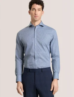 Geo Print Stretch Cotton Slim Fit Shirt