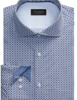 Geo Print Stretch Cotton Slim Fit Shirt