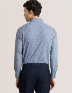 Geo Print Stretch Cotton Slim Fit Shirt