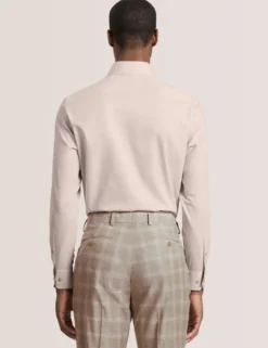 Geo Texture Stretch Cotton Slim Fit Shirt