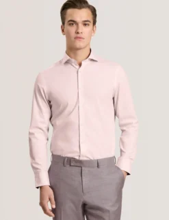 Geo Texture Stretch Cotton Slim Fit Shirt
