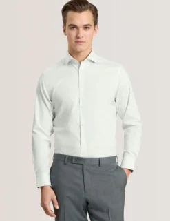 Geo Texture Stretch Cotton Slim Fit Shirt