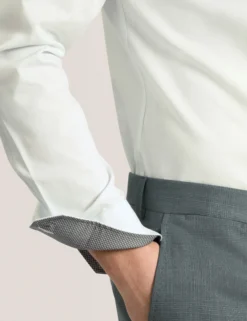 Geo Texture Stretch Cotton Slim Fit Shirt