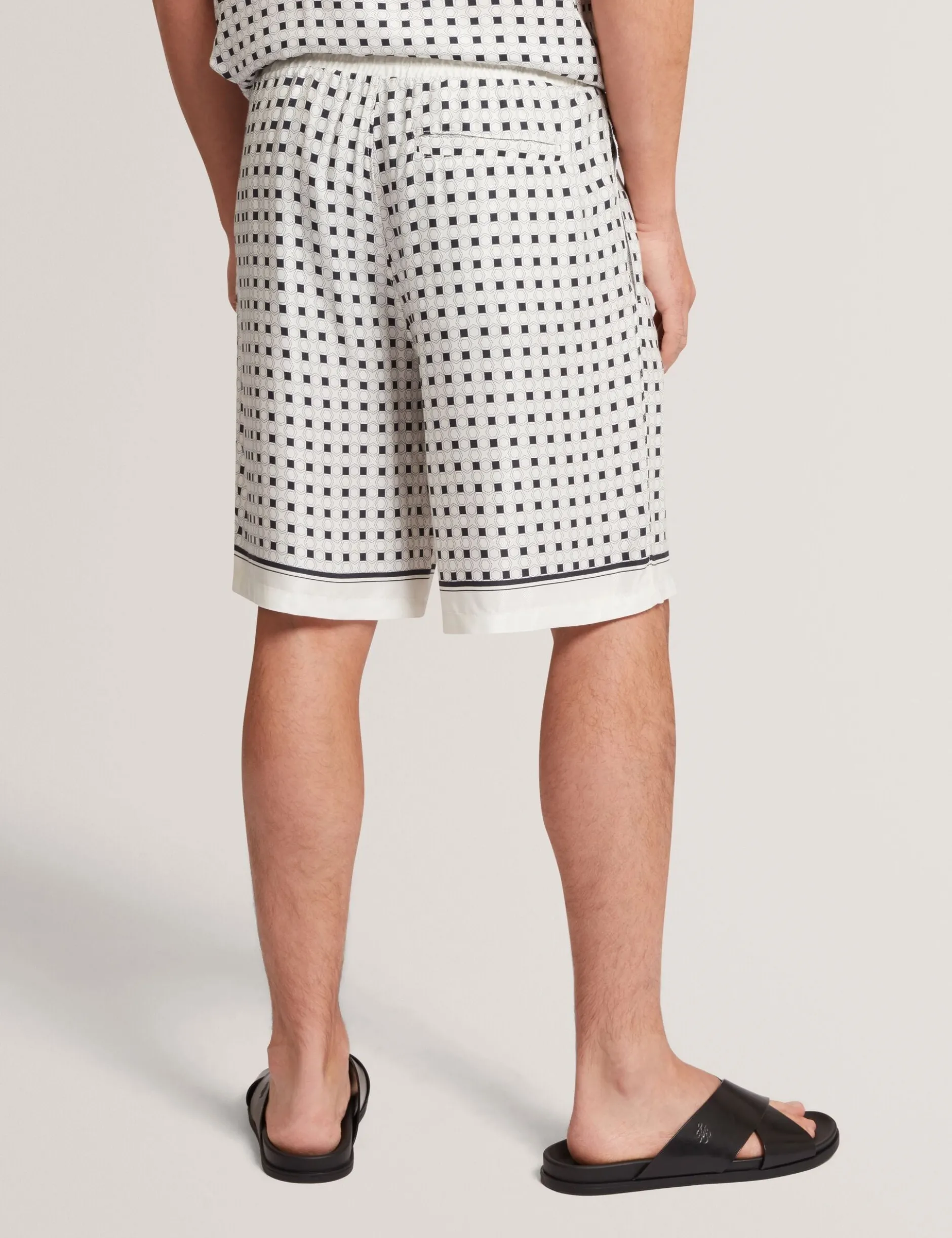 Geo Tile Print Relaxed Pull-On Shorts