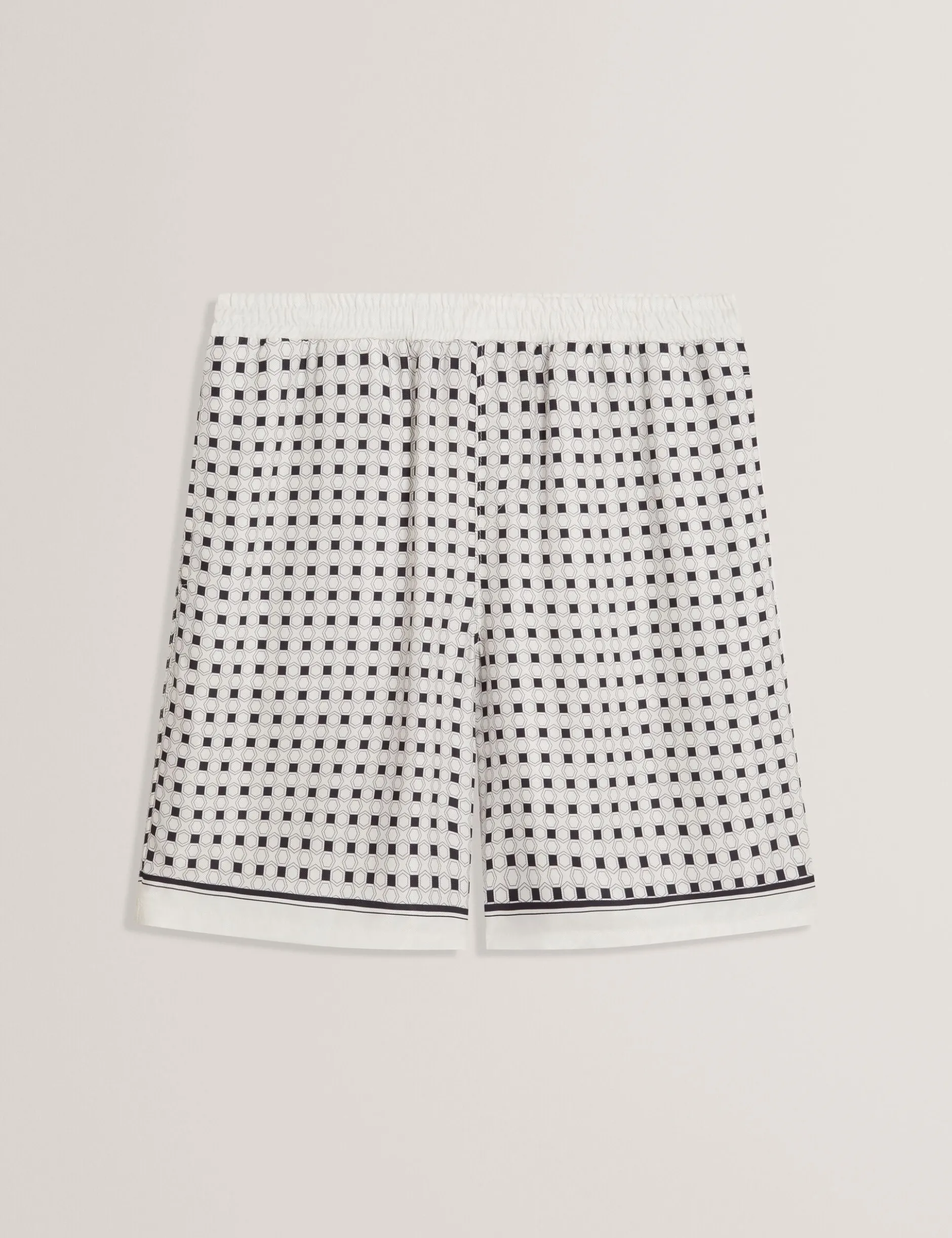 Geo Tile Print Relaxed Pull-On Shorts