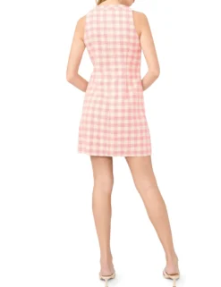 Gingham Woven Texture Sleeveless Mini Dress