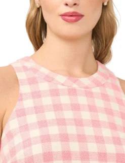 Gingham Woven Texture Sleeveless Mini Dress
