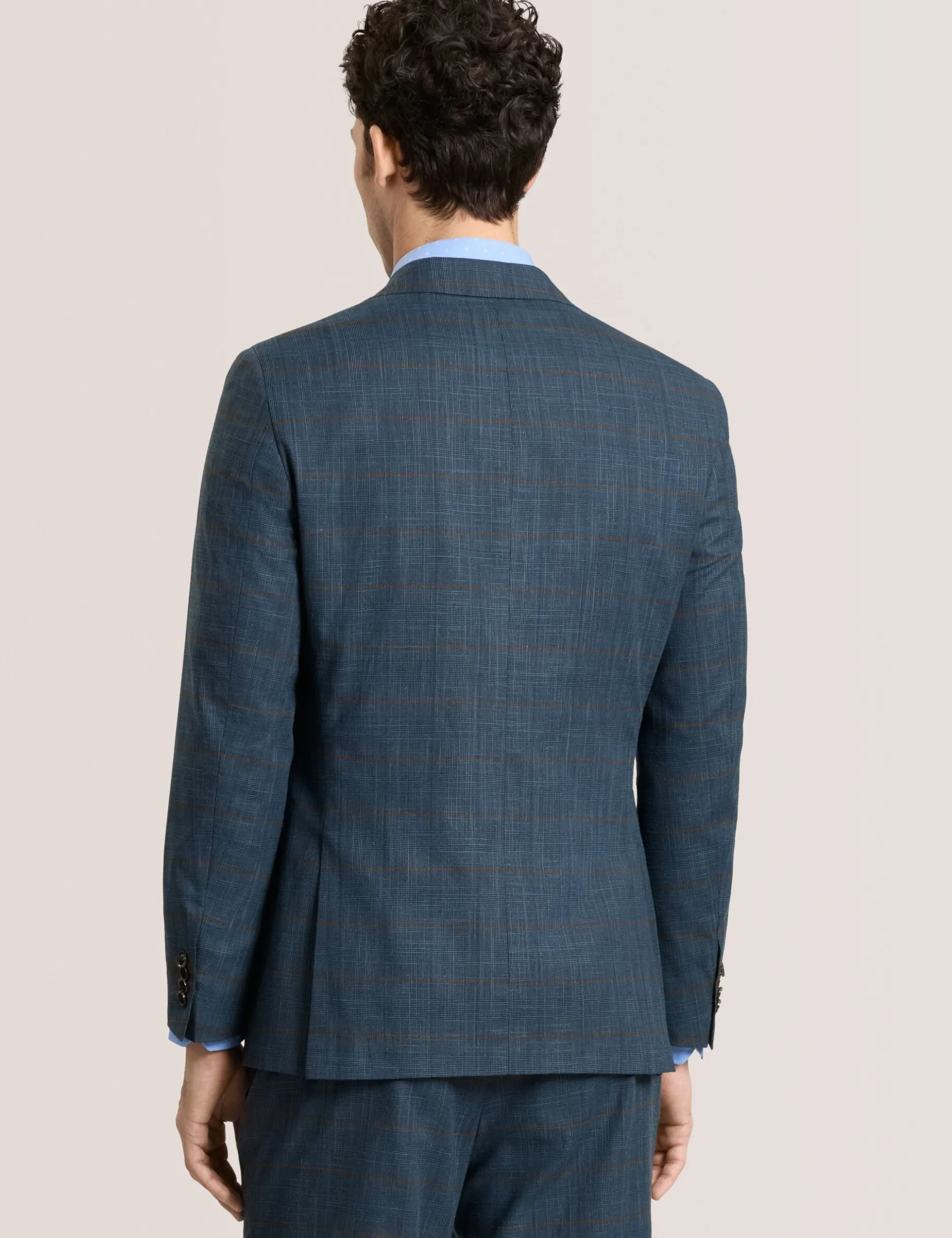 Glen Check Cotton Blend Suit Jacket