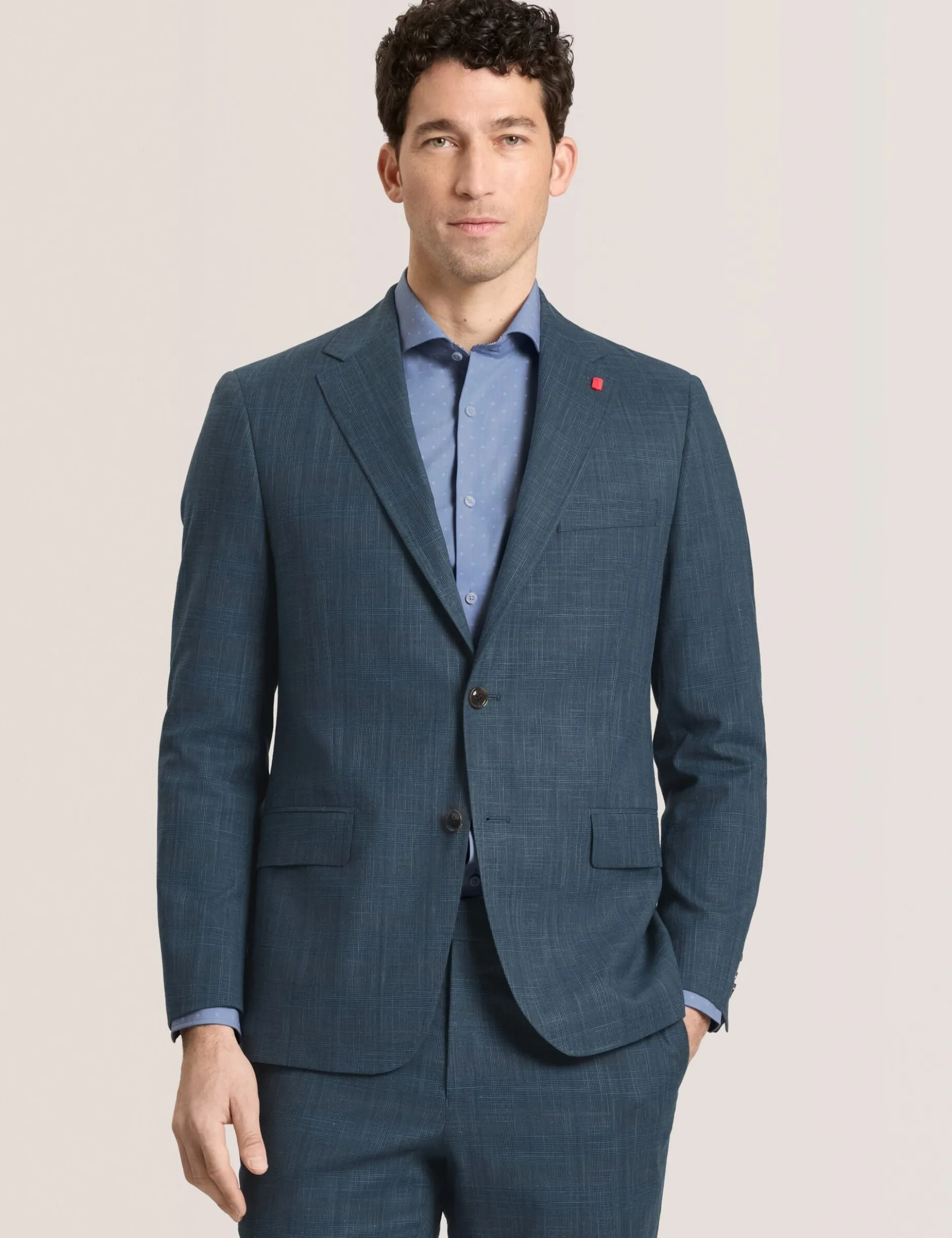 Glen Check Cotton Blend Suit Jacket