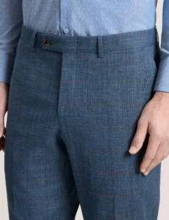 Glen Check Cotton Blend Suit Pants