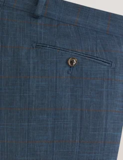 Glen Check Cotton Blend Suit Pants