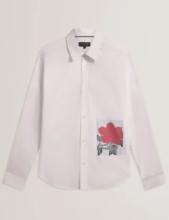 Graphic Patch Relaxed Fit Cotton Shirt