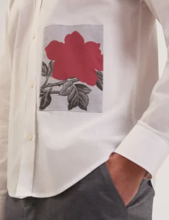 Graphic Patch Relaxed Fit Cotton Shirt