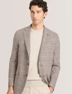 Grid Check Cotton Blend Blazer