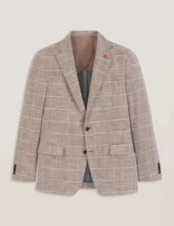 Grid Check Cotton Blend Blazer