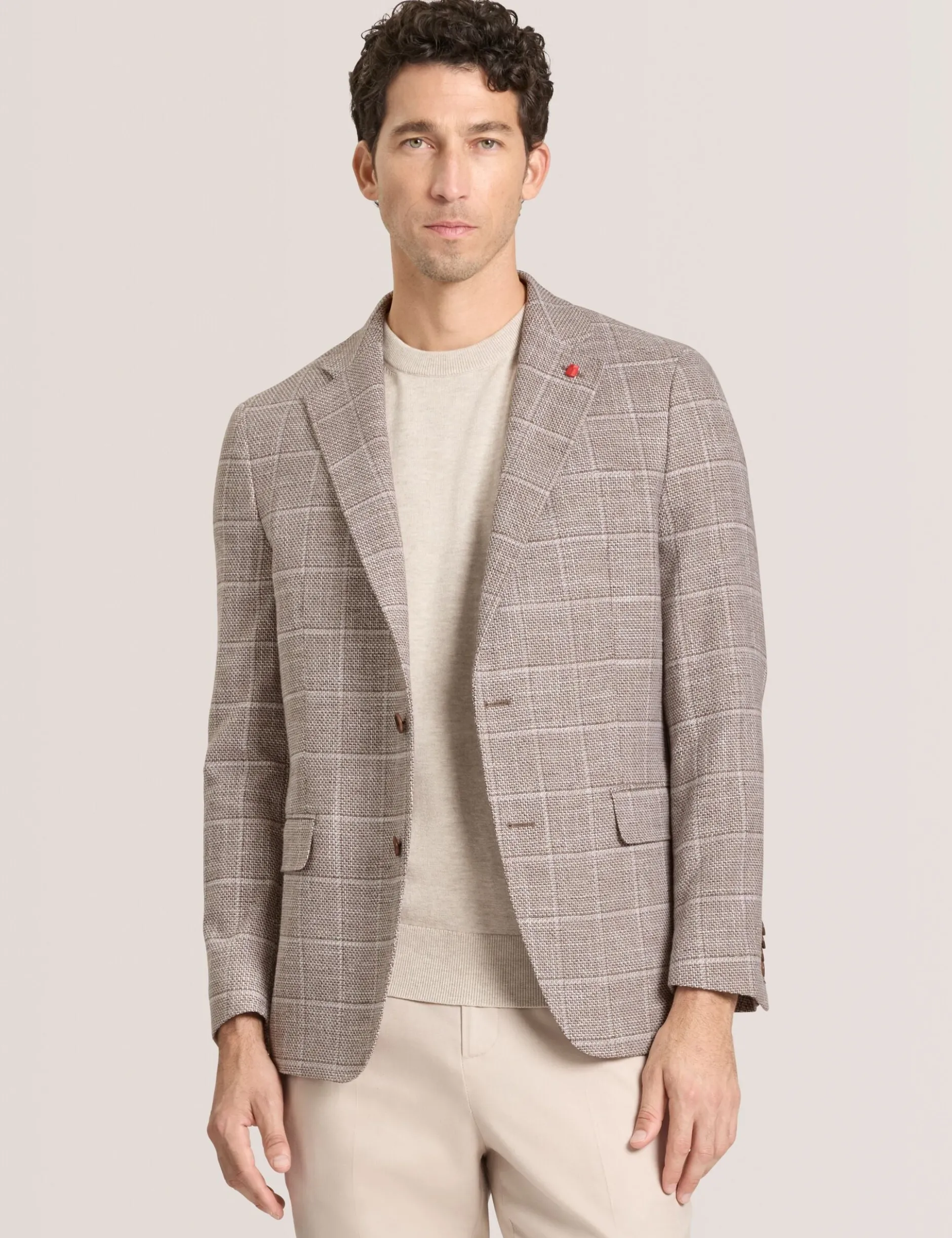 Grid Check Cotton Blend Blazer