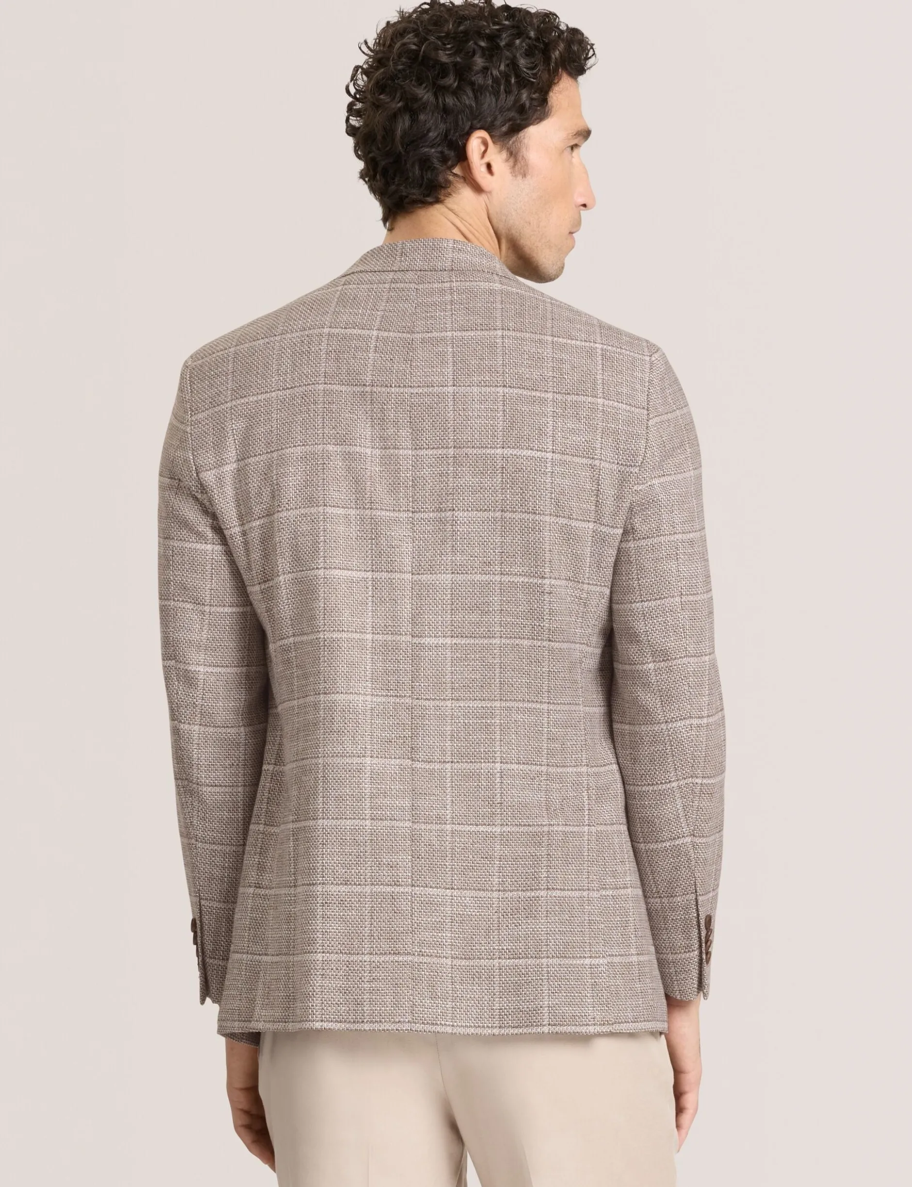 Grid Check Cotton Blend Blazer