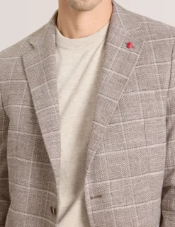 Grid Check Cotton Blend Blazer