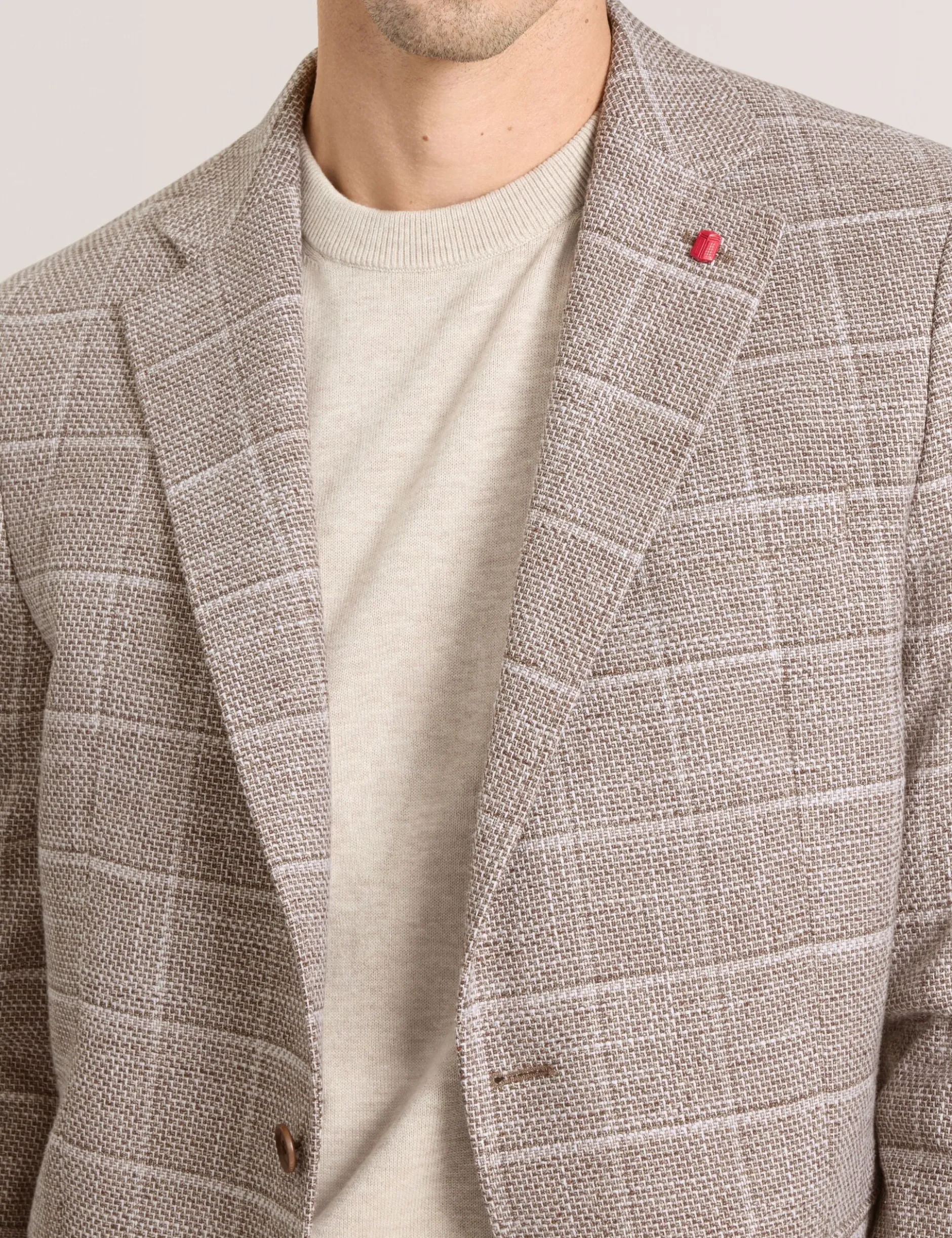 Grid Check Cotton Blend Blazer