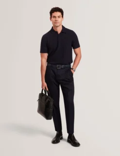 Grid Texture Woven Short Sleeve Polo
