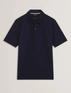 Grid Texture Woven Short Sleeve Polo