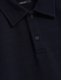 Grid Texture Woven Short Sleeve Polo