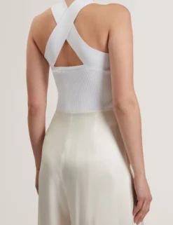 Halter Neck Knit Bodice Jumpsuit