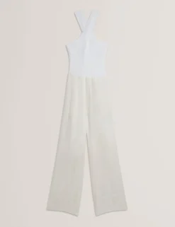 Halter Neck Knit Bodice Jumpsuit