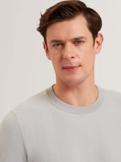 Herringbone Knit Crew Neck Sweater