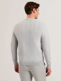 Herringbone Knit Crew Neck Sweater