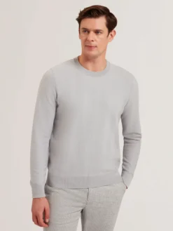 Herringbone Knit Crew Neck Sweater