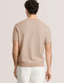Herringbone Knit Short Sleeve Top
