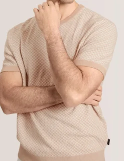 Herringbone Knit Short Sleeve Top