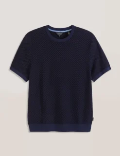 Herringbone Knit Short Sleeve Top