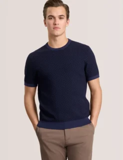 Herringbone Knit Short Sleeve Top
