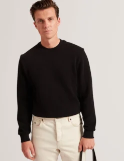Herringbone Texture Crew Neck Sweatshirt