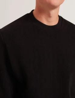 Herringbone Texture Crew Neck Sweatshirt