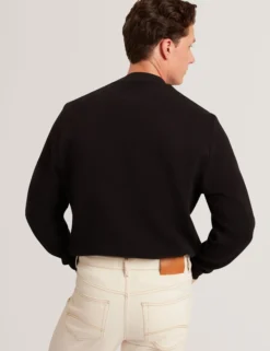 Herringbone Texture Crew Neck Sweatshirt