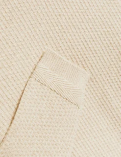 Herringbone Trim Textured Knit Sweater