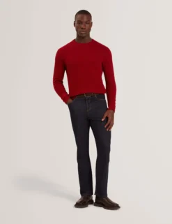Herringbone Trim Textured Knit Sweater