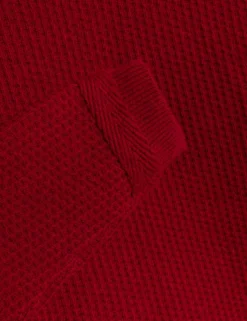 Herringbone Trim Textured Knit Sweater