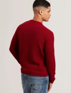 Herringbone Trim Textured Knit Sweater